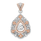 Sterling Silver Plat-plate Rose-tone Vibrant CZ Fancy Penda